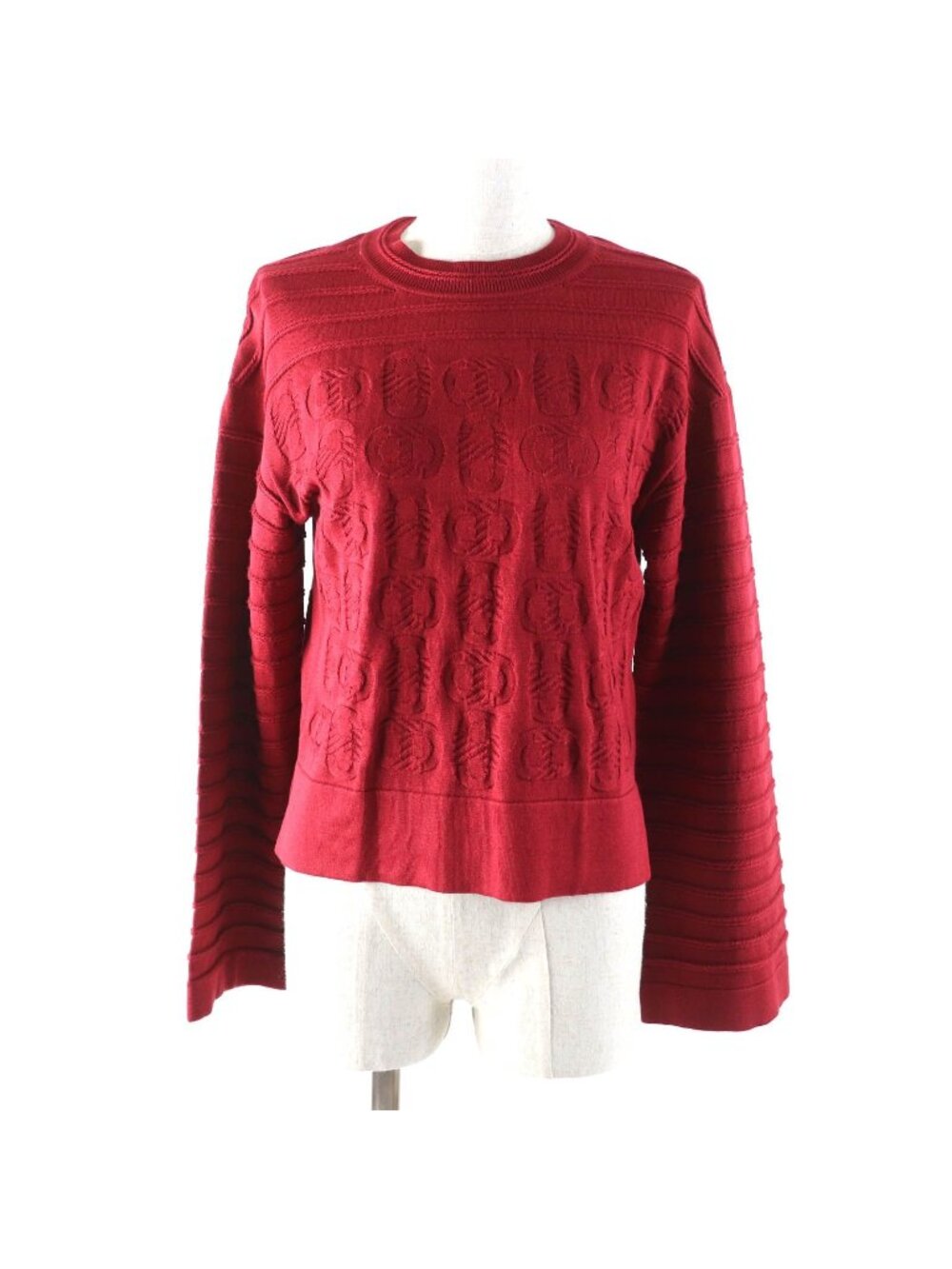 Hermes Silk Mixed Chaine D'ancre Wide Sleeve Knit Red Sweater 34